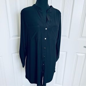 🖤 New! Avenue Classic Black Button Down Blouse w Pockets Size 14/16